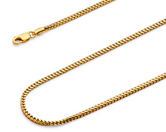 2mm 14K Yellow Gold Franco Chain Necklace for Men&Women1