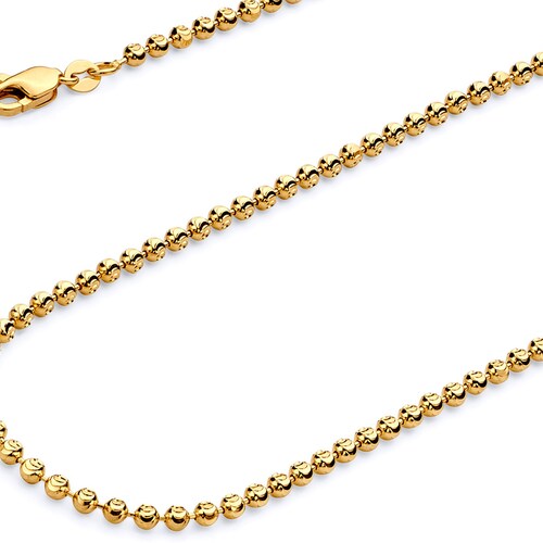 Solid 14k Yellow Gold Italian Ball Bead Chain Classic Necklace Etsy