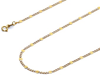 2.5mm 14k Two Tone Gold Stamped Figaro White Pave Chain