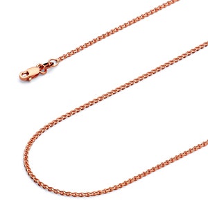 1.4mm 14K Rose Gold Flat Wheat Chain Necklace