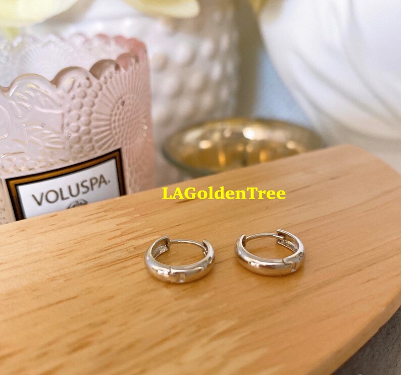Plain white gold huggie earrings Clearance