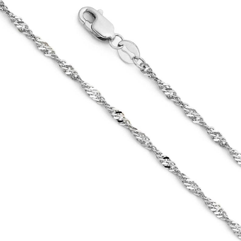 1.5mm 14K White Gold Singapore Chain Necklace Etsy