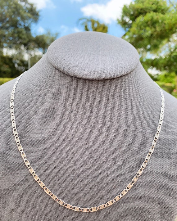 3.3mm 14K White Gold Rail and Star Diamond Cut Valentino Chain