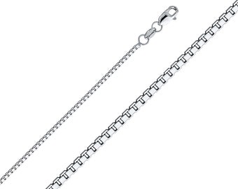 1.2mm 14K White Gold Box Link Chain Necklace