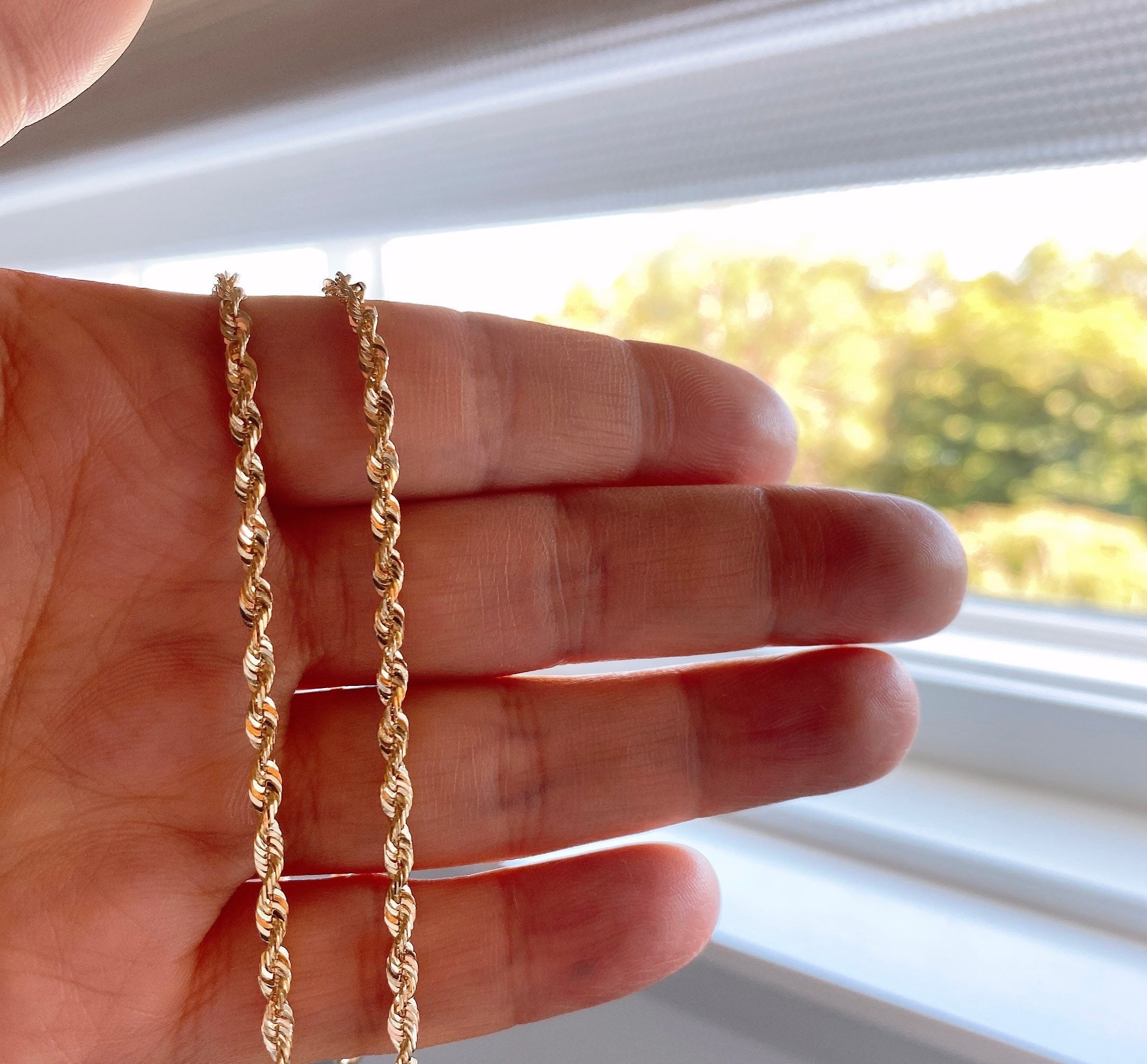 3mm 14K Yellow Gold Diamond-cut Rope 
