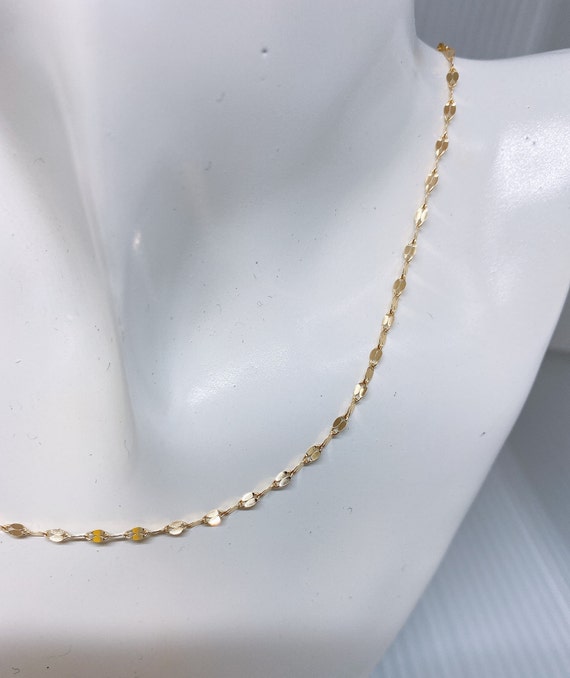 2mm 14K Yellow Gold Flat Mirror Link Chain Necklace Etsy Australia