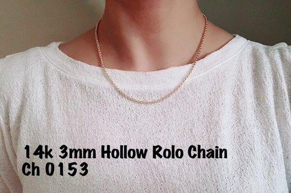 2.9mm Hollow 14k Yellow Gold Fancy Rolo 