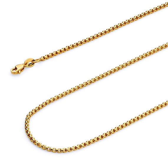 14K Solid Gold 1.8mm Flat Box Chain Lobster Clasp 14K Solid Gold 1.8mm Flat Box Chain Lobster Clasp