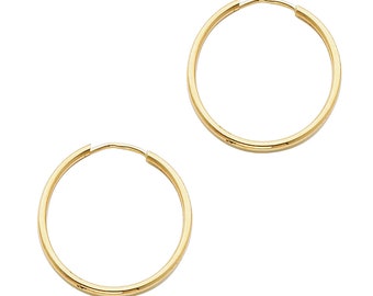 14K Yellow Gold Polished Endless Small Hoop Earrings