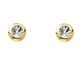 14k Two Tone Gold Push Back Earrings