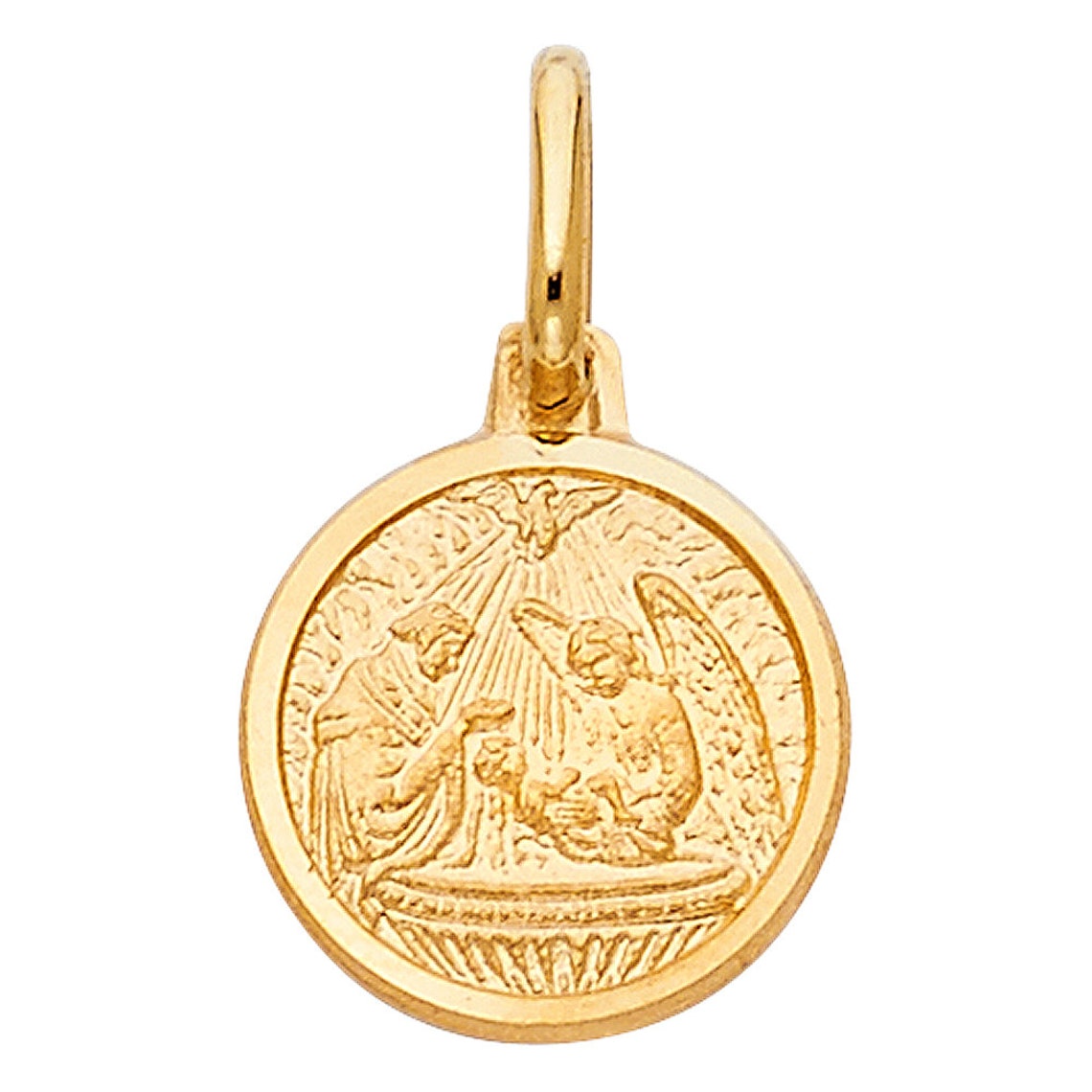 14k Yellow Gold Religious Baptism Medal Charm Pendant Etsy