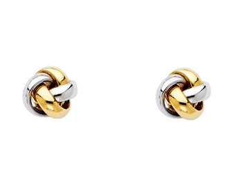 14k Two Tone Gold Knot Earrings