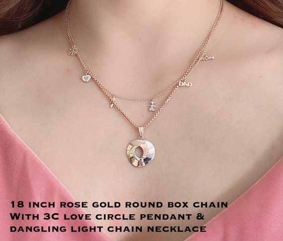 Rose gold box chain necklace deals