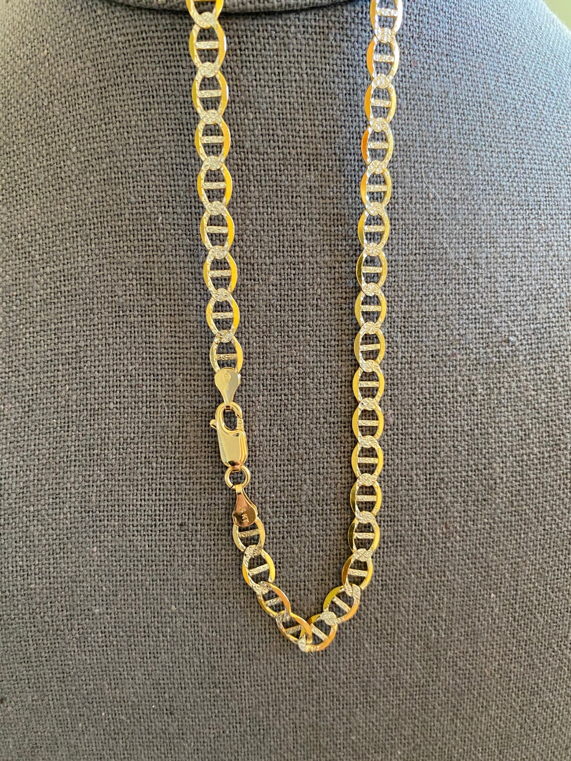 5.5mm 14K oro oro blanco oro plana cadena de cadena hombres y Etsy