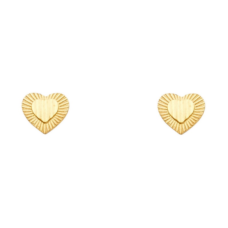 TWJC 14k REAL Yellow Gold Fancy Heart Stud Earrings 8 x 8 mm TWJC 14k REAL Yellow Gold Fancy Heart Stud Earrings 8 x 8 mm