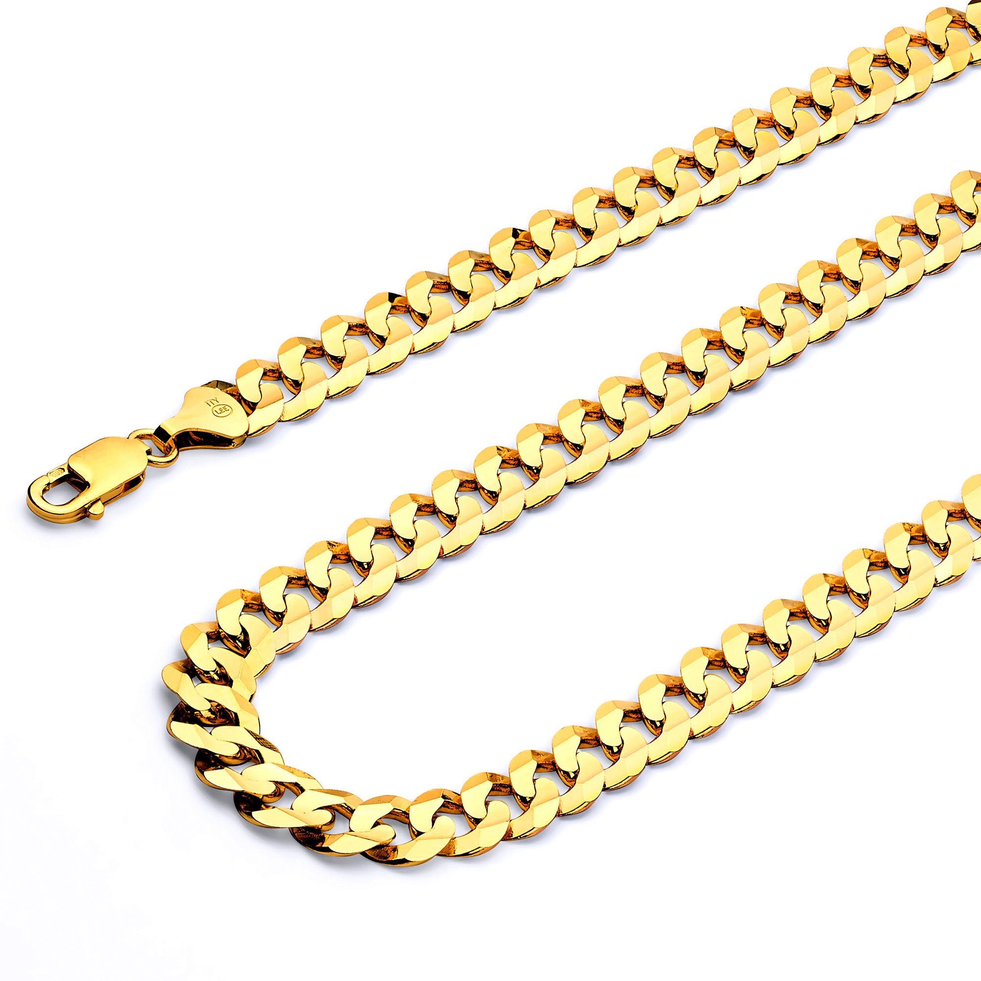 4mm 14K Yellow Gold Concave Curb Cuban 