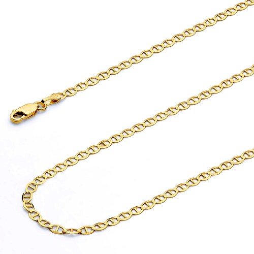14K Solid Gold Mariner Chain 2.5 Mm Width Gold Flat - Etsy