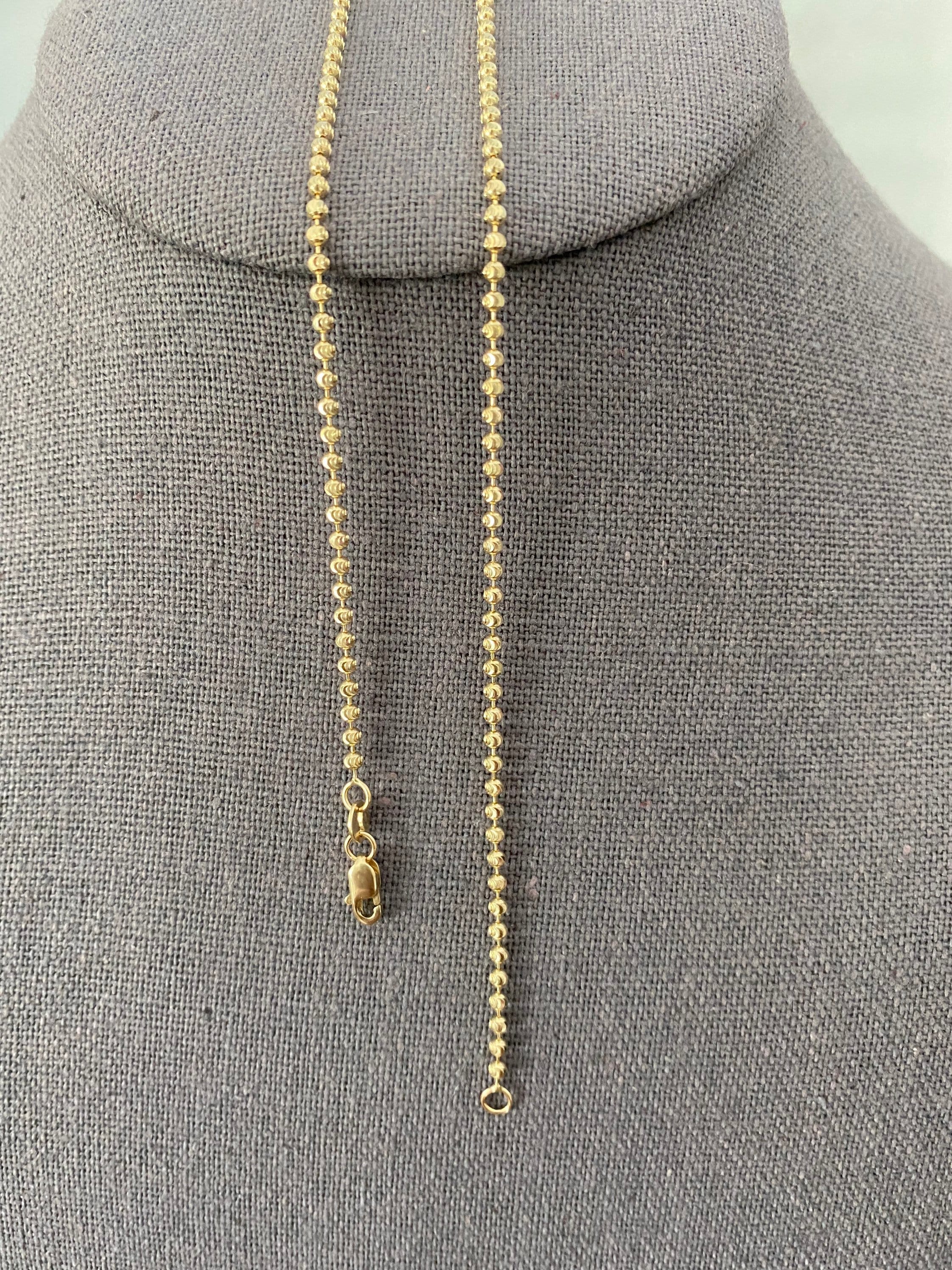 14k Yellow Gold Diamond Ball Bead Chain 23.00 Ctw