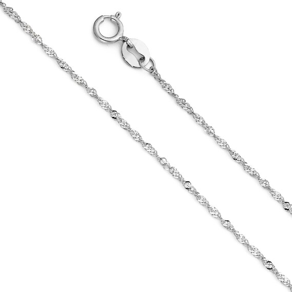 0.9mm 14K White Gold Singapore Chain Necklace