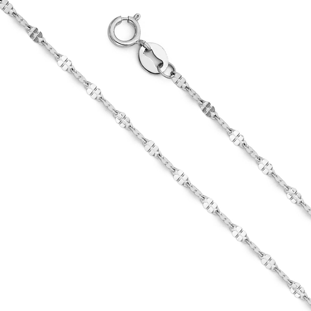 1.5mm 14k White Gold Stamped Mirror Chain Necklace Etsy