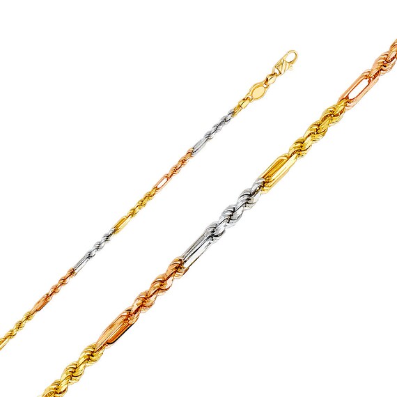 Tri color sale gold rope chain