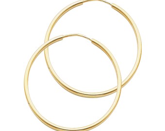 14k Yellow Gold 1.5mm Thickness Endless Hoop Earrings