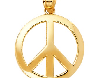 14k Yellow Gold Peace Sign Pendant