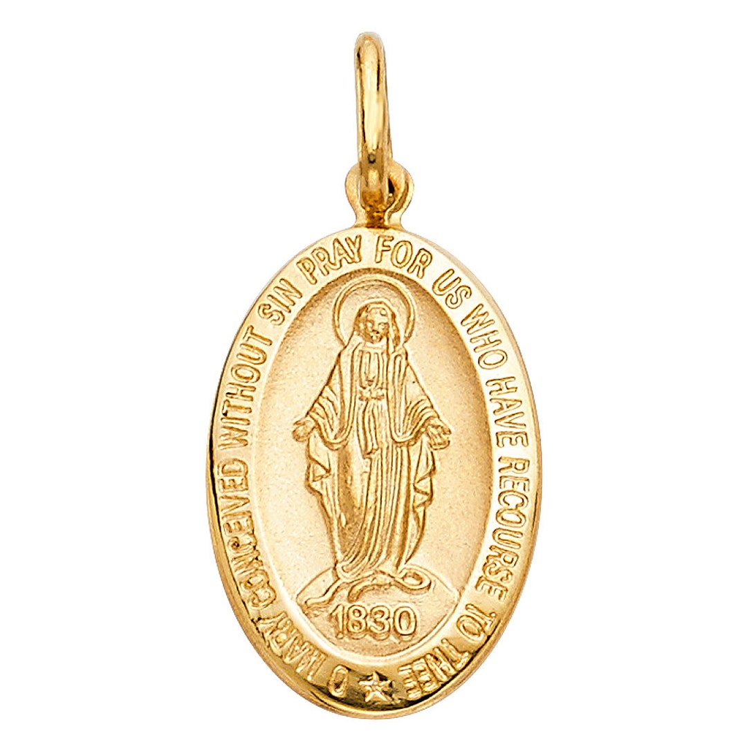 Oval 14K Yellow Gold Lady of Guadalupe Pendant - Etsy