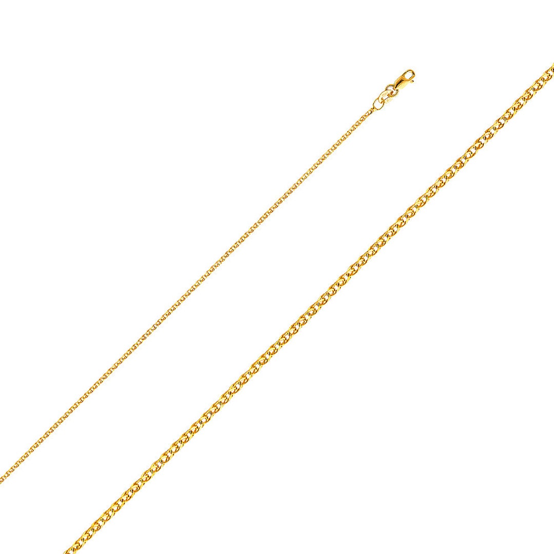 1.5mm 14K Yellow Gold Flat Open Spiga Wheat Chain Necklace - Etsy