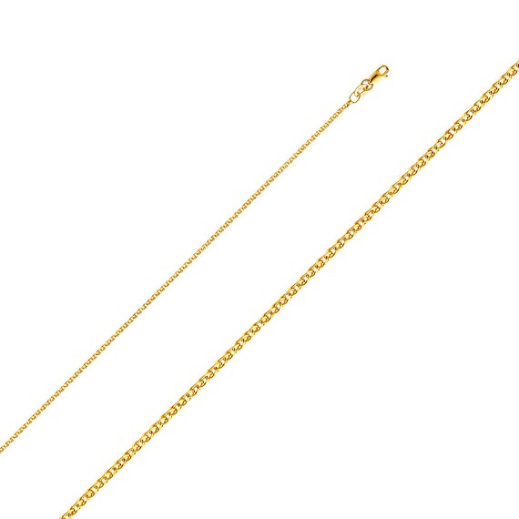 1.5mm 14K Yellow Gold Flat Open Spiga Wheat Chain Necklace | Etsy