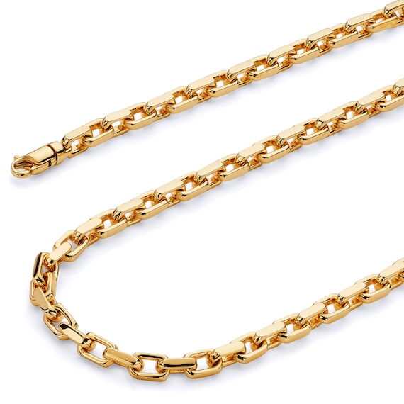 5.3mm 14K Yellow Gold Handmade Fancy Rectangle Cable Link Chain