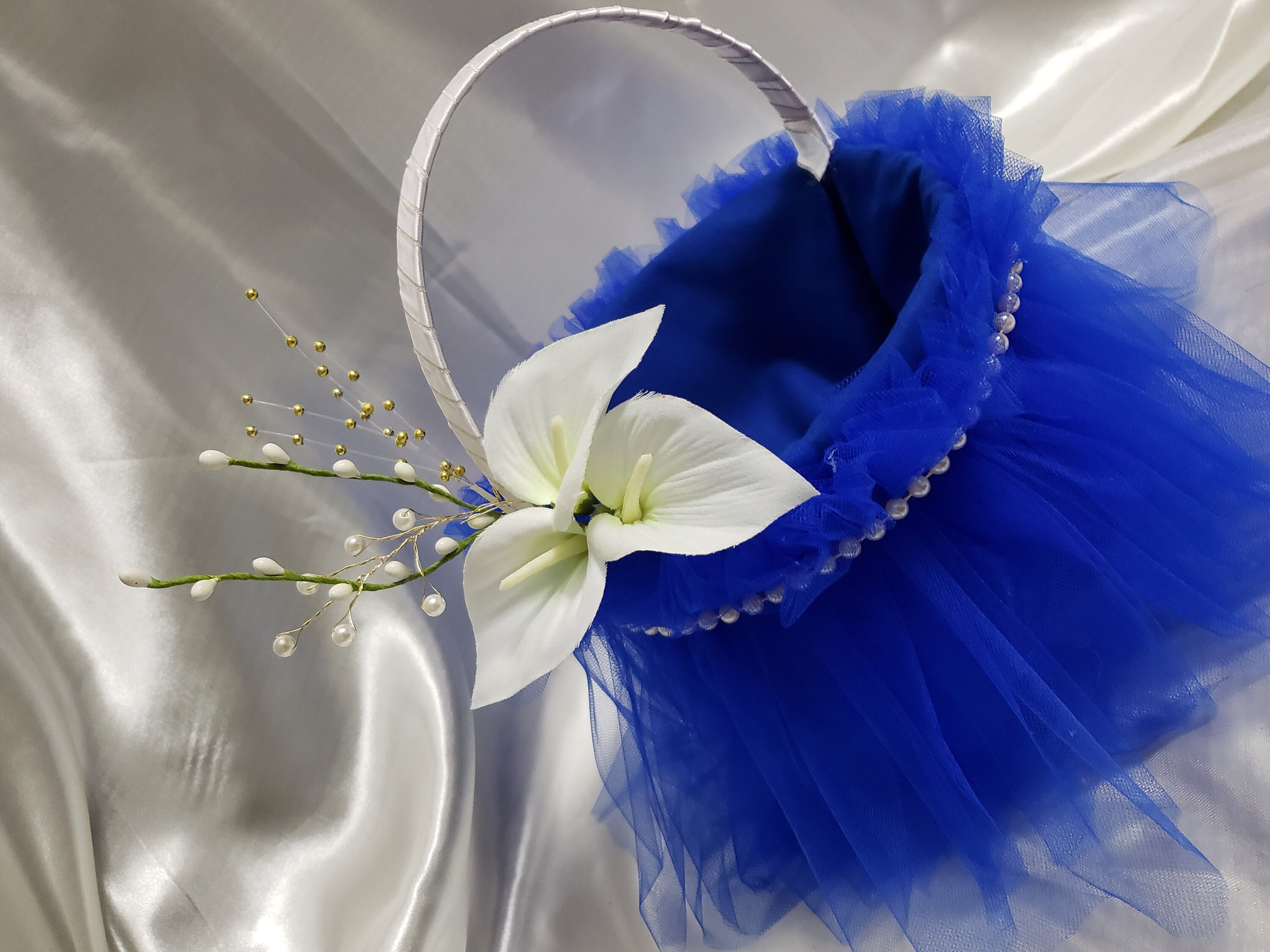 Flower girl basket Wedding basket Royal blue flower basket Etsy