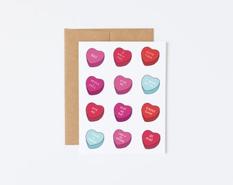 Candy Hearts Cards, Valentine's Day,  Lovers card, Love cards, Anniversary cards, Funny anniversary