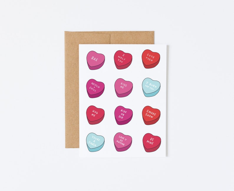 Candy Hearts Cards, Valentine's Day, Lovers card, Love cards, Anniversary cards, Funny anniversary image 1