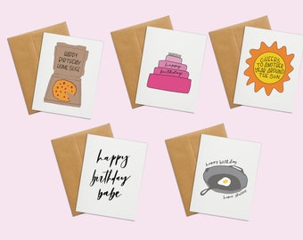 Birthday Card Bundle, Assorted Birthday Cards, Most Popular Bday Cards, Babe Greeting Cards, Pizza Birthday Greeting Card