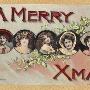 Vintage Postkaart Kerstmis 1907