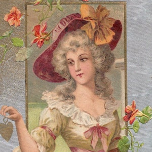 Vintage Postkaart Franse Dame