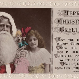 Vintage Post Card Kerst PostCard Reliëf Edge