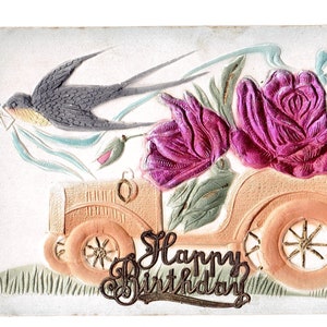 Reliëf Vintage Post Card Happy Birthday 1909