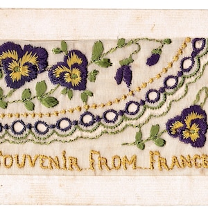 WW1 Hand geborduurde postkaart - Souvenir uit Frankrijk