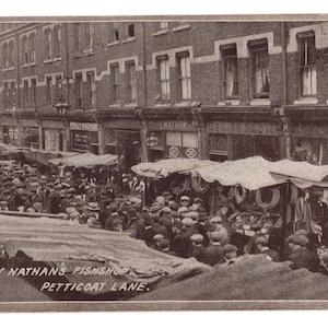 vintage Post Card Polly Nathans Fish Market Petticoat Lane