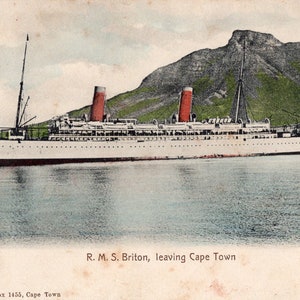 Vintage Postkaart RMS Brit verlaat Kaapstad