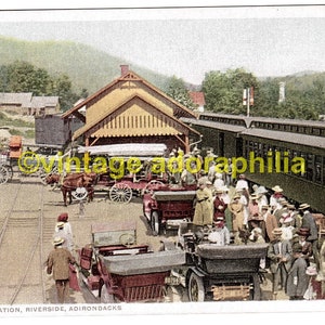 Vintage Postkaart Phostint Detroit-Adirondacks RailWay Station Riverside