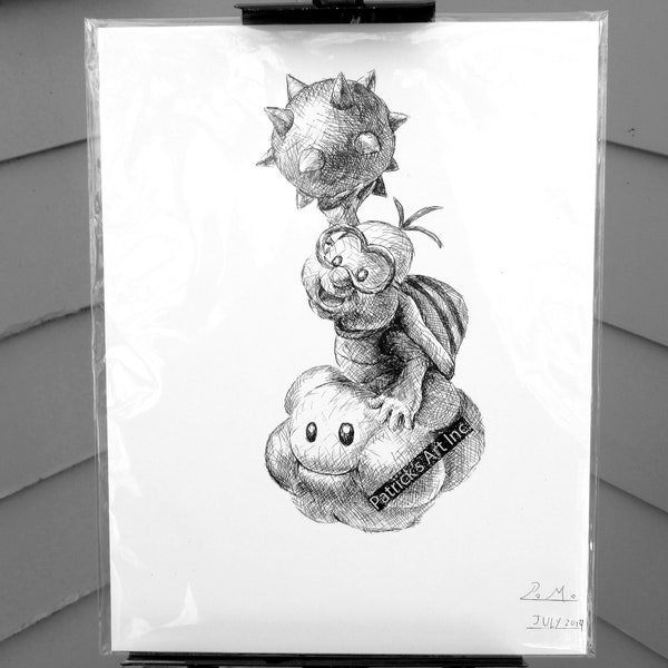 Super Mario Lakitu Ink Art Print