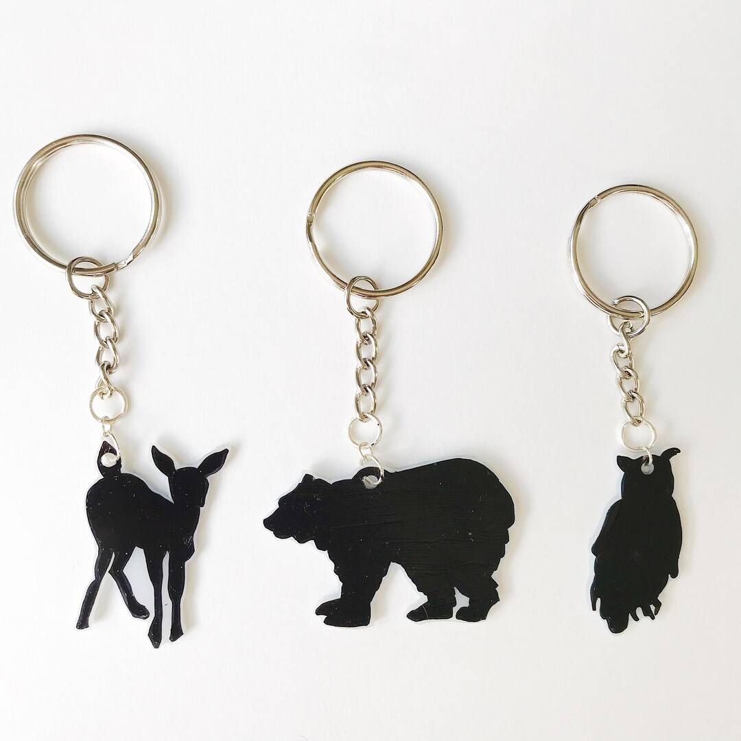 Forest Animals Keychain Set | Hand-drawn Bear, Fawn, Owl - Etsy