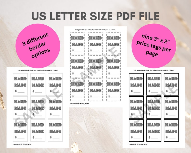 Fair Tags Printable Handmade Price Tags, Modern Craft Fair Tags (digital PDF) - Etsy