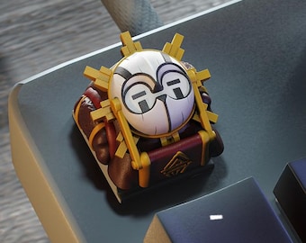 Porte-clés artisan artéfact de guerrier mécanique – Porte-clés de créature fantastique fait main pour commutateur MX | Illustration de clavier personnalisée en résine