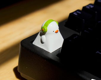 Tecla para auriculares Dump Duck / Pato blanco / Bonita tecla artesanal para teclado mecánico / Tecla con perfil de cereza hecha a mano, regalo de tecla de animal