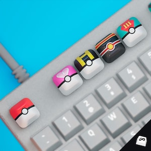 Monster Trainer Ball Keycap Set | Artisan Keycaps | Anime Keycap | Gift for Gamer | Cherry MX Switch | Mechanical Keyboard | Custom Keyboard