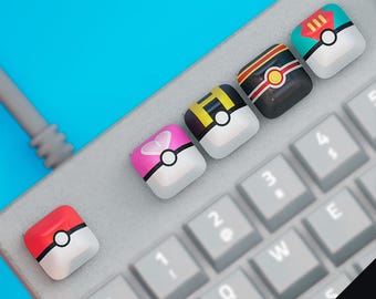Juego de teclas Monster Trainer Ball / Teclas artesanales / Tecla de anime / Regalo para gamers / Cherry MX Switch / Teclado mecánico / Teclado personalizado